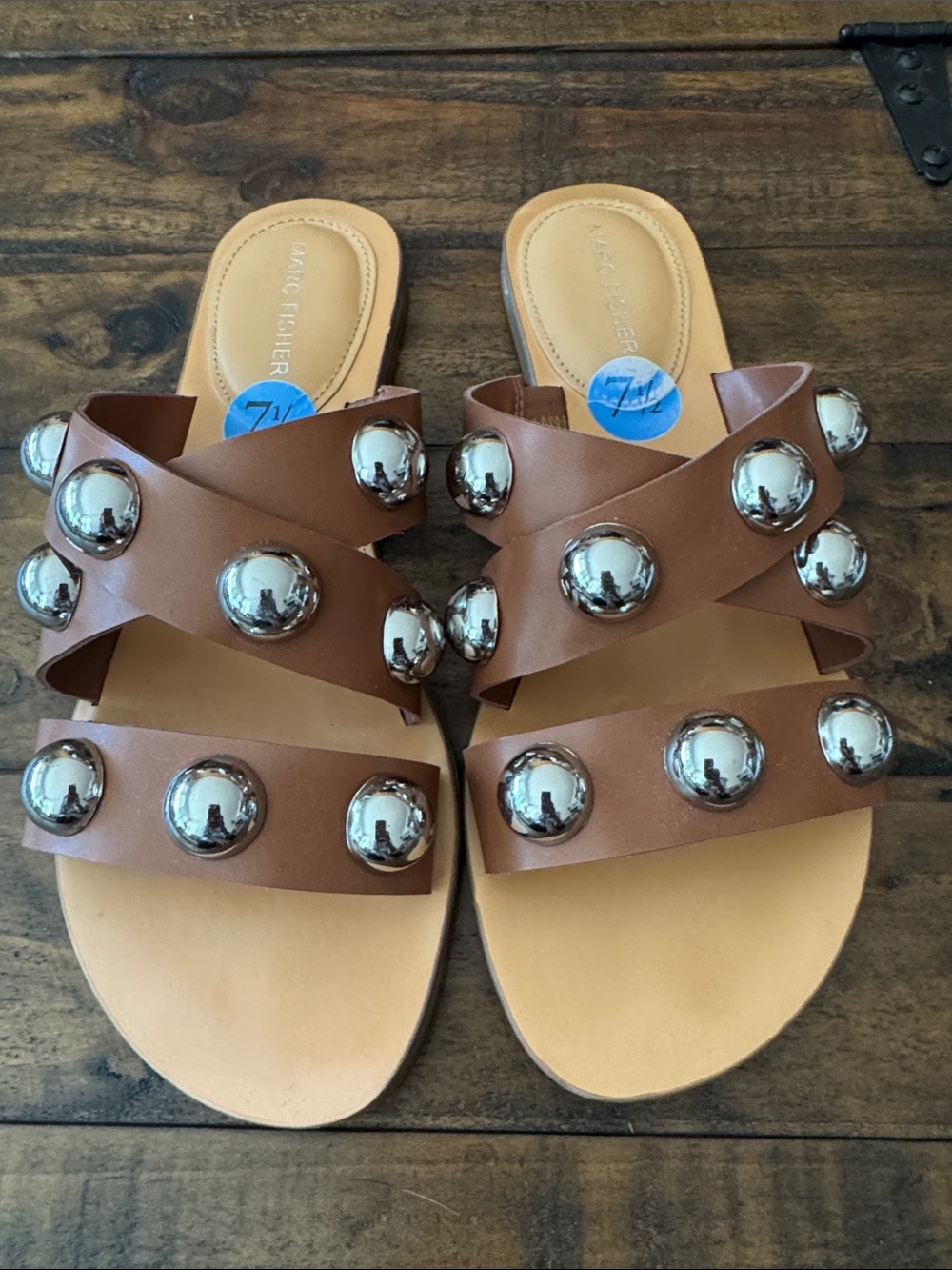 Marc Fisher Bryte Studded Leather Slide Sandals - Women